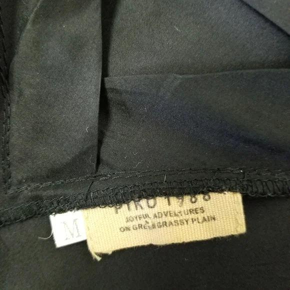 Piko 1988 Black Silk Short Dolman Sleeve Belted Mini Dress Size Medium - Picture 9 of 11